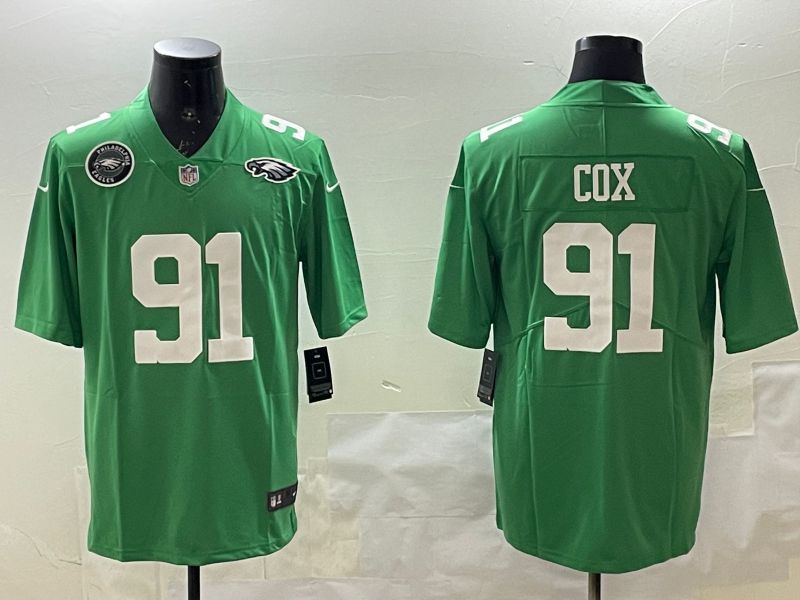 Men Philadelphia Eagles #91 Cox Green Throwback 2025 Nike Vapor Limited NFL Jersey style 5->philadelphia eagles->NFL Jersey